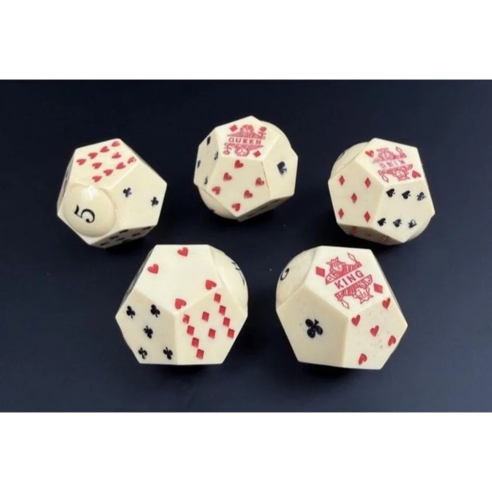 Rare California Montana Poker Dice Complete Set of 5 Antique Gambling Dice